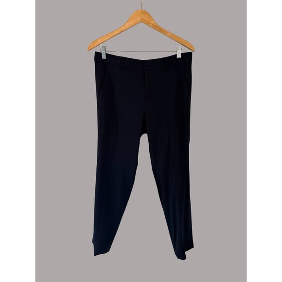 Vince Womens Slim-Fit Navy Trousers Size 12 Wool Blend With Pockets - Picture 1 of 8